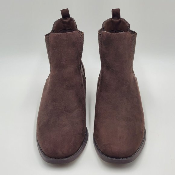 Ann Taylor LOFT Outlet Chelsea Chocolate Brown Suede-like Bootie - Picture 6 of 15